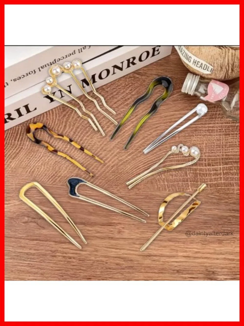 12 PCS French Hair Pins Set - U-Shaped Metal Pins for Bun and Updo Styling